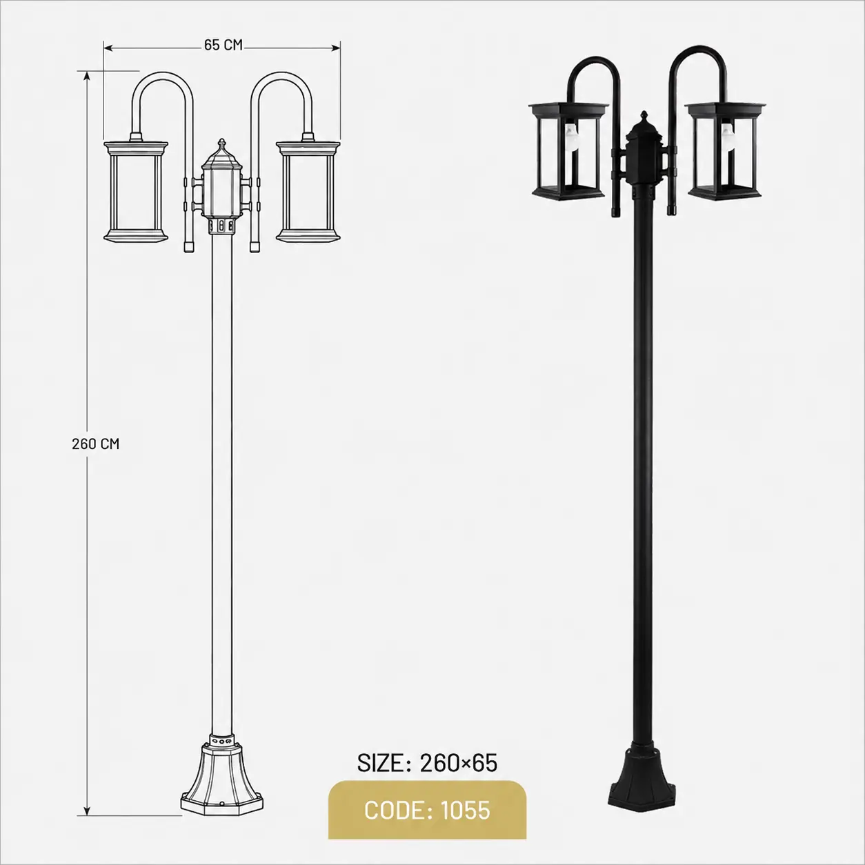 چراغ  پارکی دو شعله پایه بینالود روشان