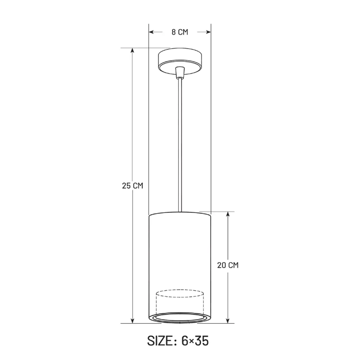 Lumiere Cylindrical Pendant Light 10 cm